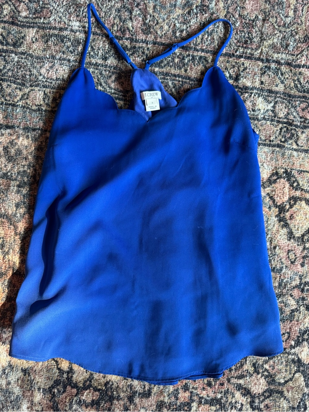 Jcrew Scallop Trim Royal Blue Spaghetti Tanktop